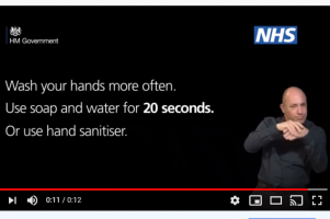 screenshot from NHS coronavirus protect yourself hand washing video