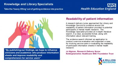 Case study highlighting the impact of a patient information specialist librarian