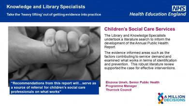 Case study highlighting impact of a librarian working with Public Health